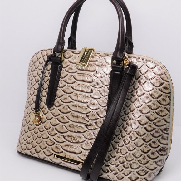 Brahmin Vivian Pearl Dogwood Genuine Leather Dome Handbag (9125) - Picture 3 of 6